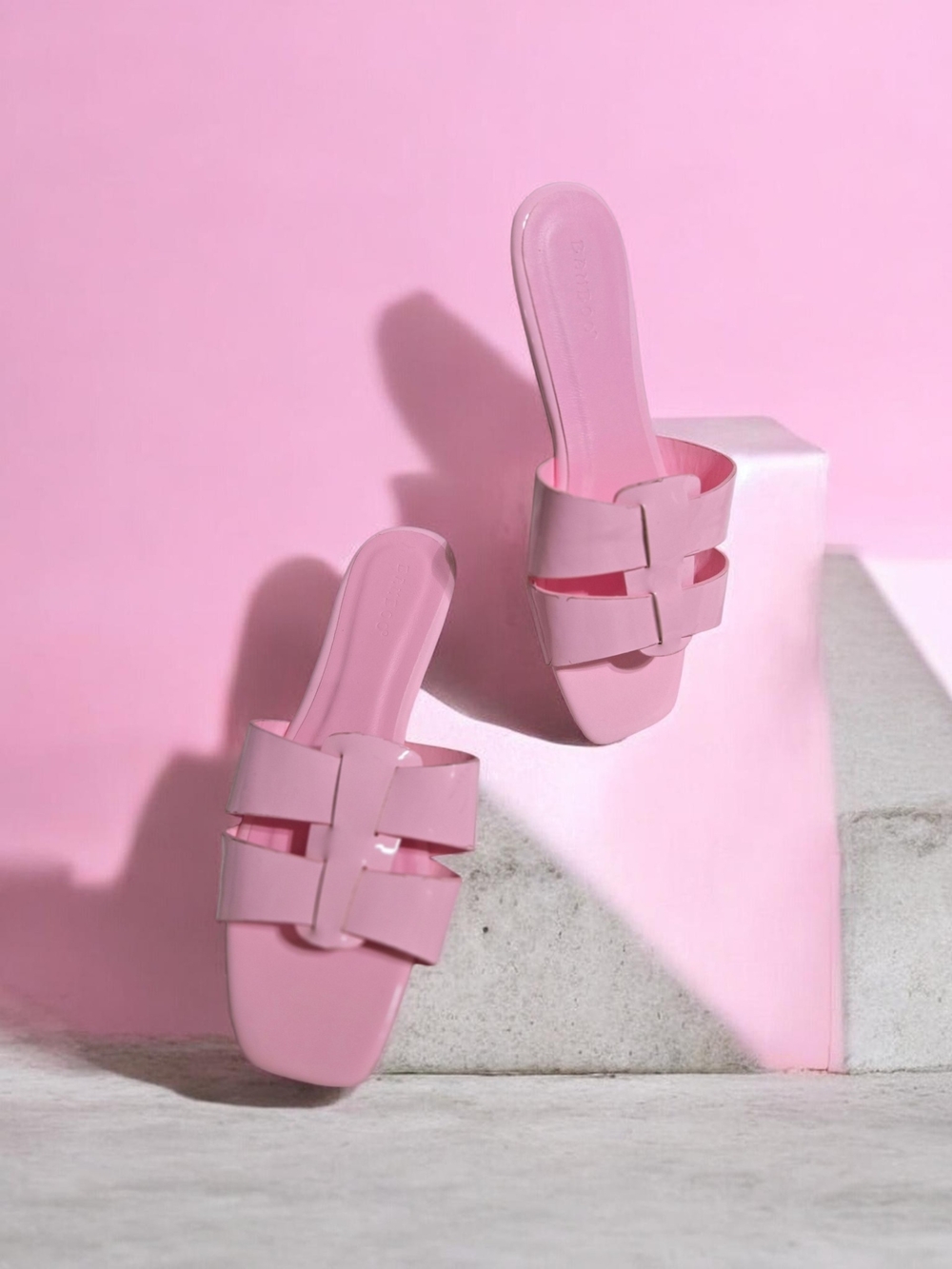 Women’s Pink Slide Sandals - Sleek Casual Slip-On By Bamboo Size 8